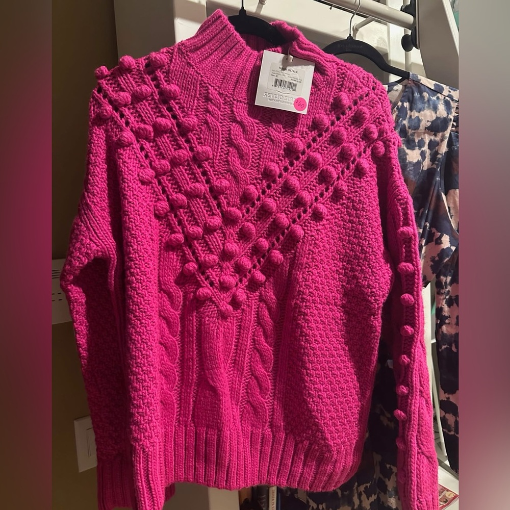 Marie Oliver Pink Cable Knit Sweater - Medium NWT